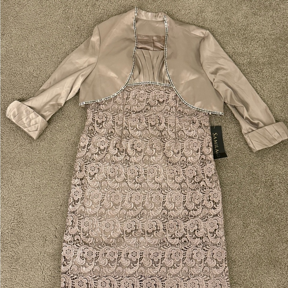 Samila&Co Elegant Lace Dress with Bolero Jacket, Size L-XL